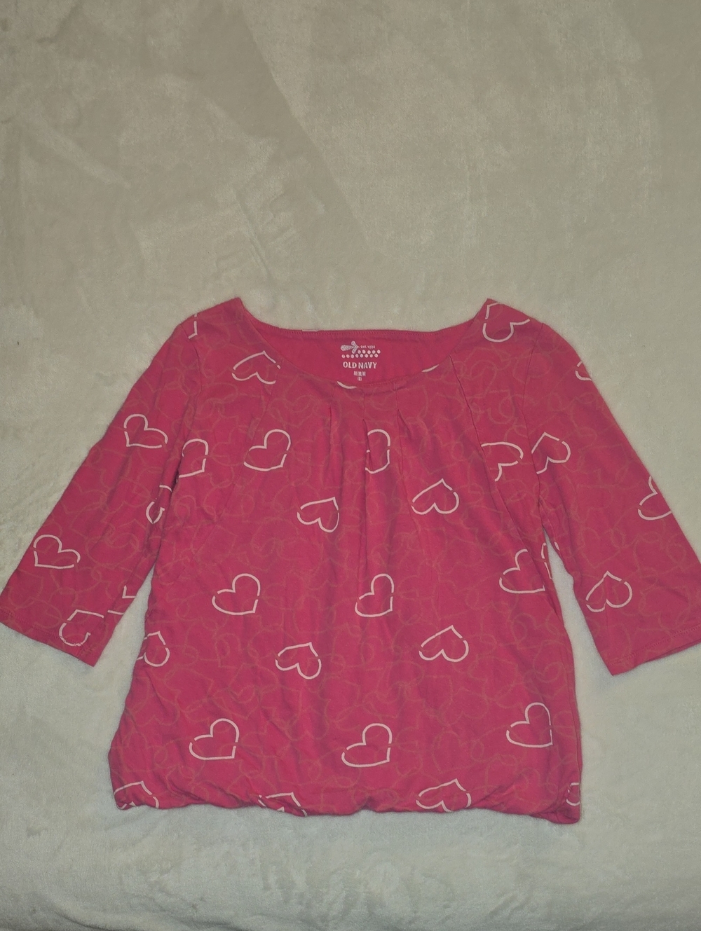 Old Navy Pink Heart Print 3/4 Sleeve Blouse
